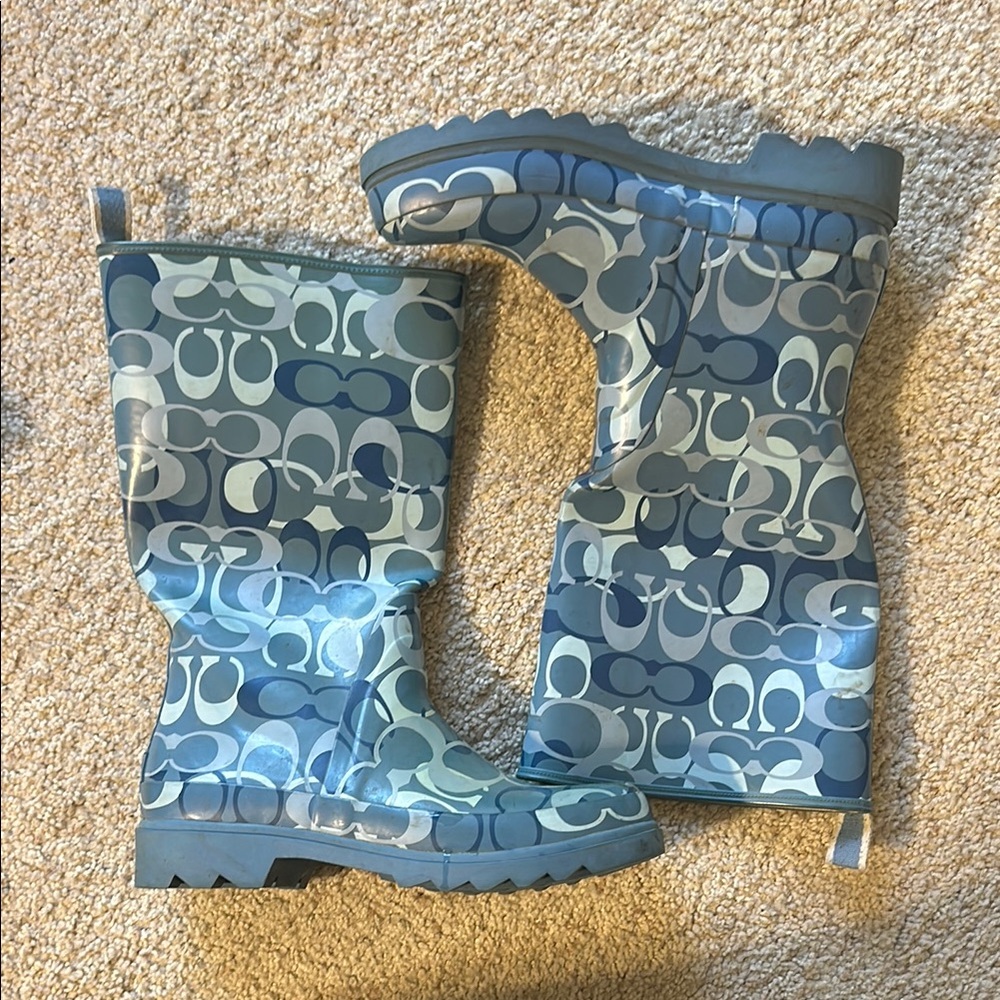 Coach Blue Graphic Rain Boots